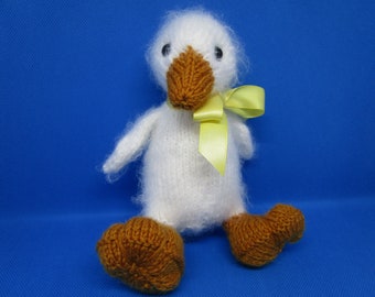 Little Hand Knitted Duck, Dinky Duck, Stuffed Duckling, Knitted Duckling, Spring Decor, Easter Decor, Stuffed Duck, Little Duck, Duckling