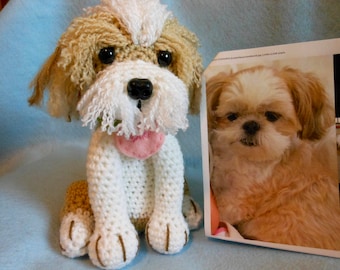 Peluche de perro Shih Tzu de crochet personalizado: Memorial de mascotas