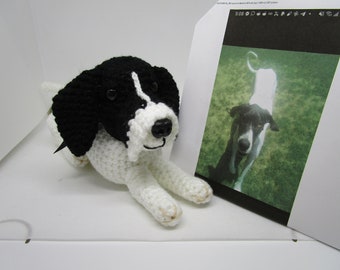Custom Crochet Dane Dog, Black White Acrylic Yarn Stuffed Animal