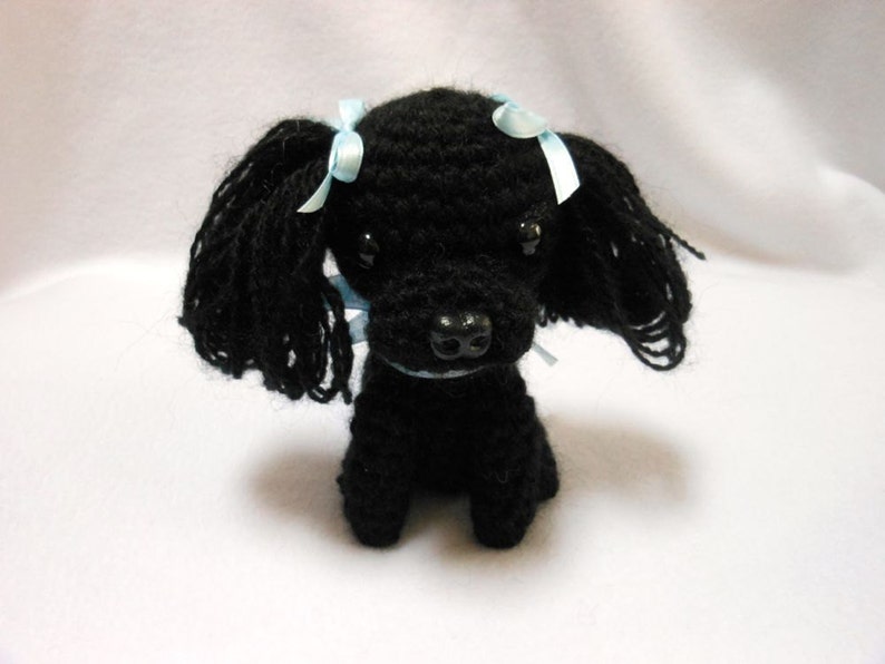 Canine Dog Lover Small Black Poodle Crochet Dog Stuffed Animal Amigurumi Stuffed Dog
