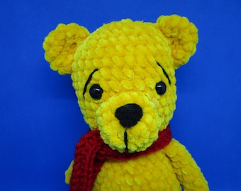 Oso de peluche de chenilla amarillo, oso de peluche de chenilla, oso de peluche de ganchillo, oso de peluche amarillo, oso de ganchillo, oso de chenilla