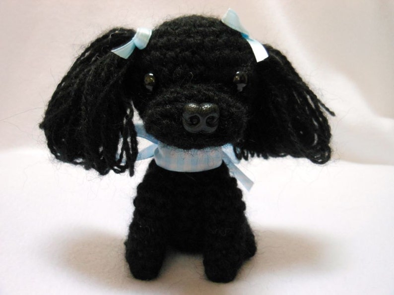Canine Dog Lover Small Black Poodle Crochet Dog Stuffed Animal Amigurumi Stuffed Dog