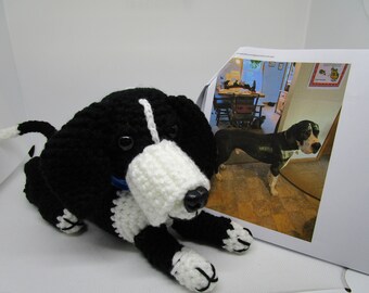 Custom Crochet Mantel Great Dane, Custom Dog, Crochet Dog, Black and White Dane, Custom Great Dane, Dog Memorial, Pet Remembrance, Canine