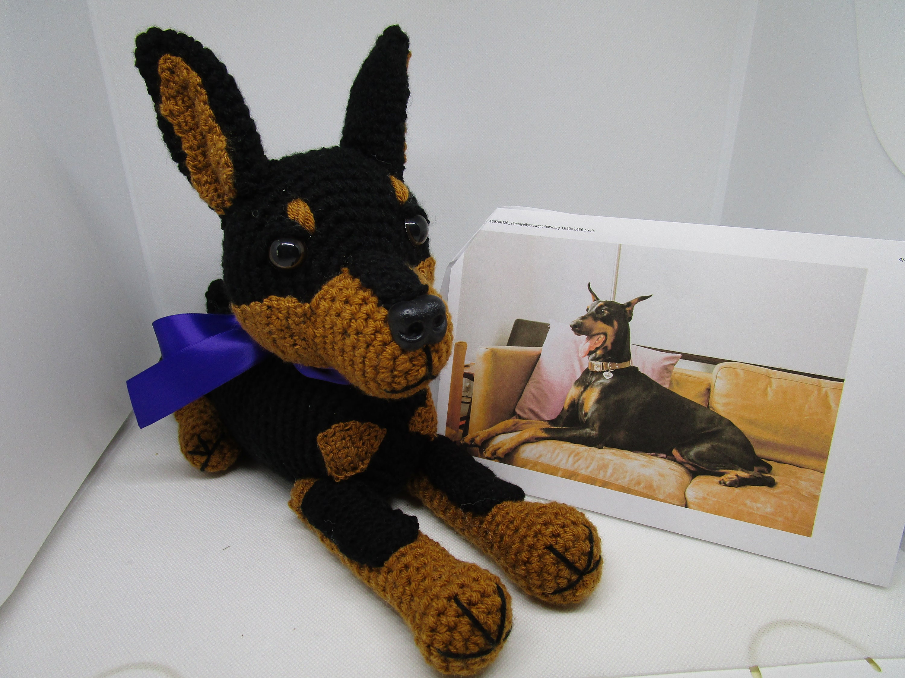 Felt Dog Ornament handcrafted Custom pet Doberman, stuffed a