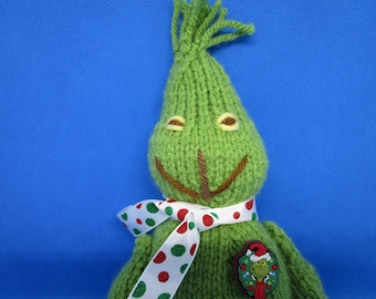 Muñeco del Grinch, Grinch de punto, Muñeco del Grinch, Grinch de punto, Decoración navideña, Grinch, Grinch navideño, Fantasía, Pequeño Grinch