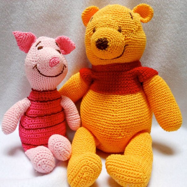 Crochet Winnie the Pooh and Piglet, Nursery, Home Decor, Children's Book