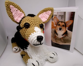 Custom Crochet Corgi Dog, Made to Look Like Owner's, Stuffed Dog, Pet Memorial, Pet Remembrance, Look Alike, Custom Dog, Crochet Dog