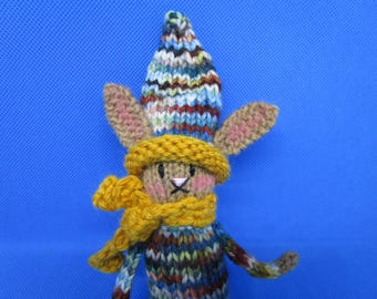 Muñeco de conejito de punto pequeño, hilo de lana, conejo de bolsillo