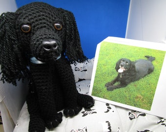 Crochet Black Spaniel Dog, Custom Stuffed Animal, Acrylic Yarn