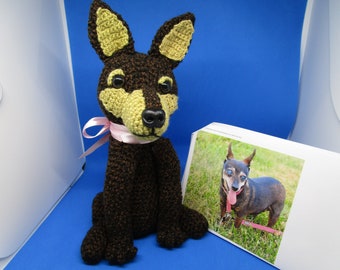 Custom Miniature Pinscher, Crochet Dog, Custom Crochet Dog, Min Pin, Pet Memorial, Dog Remembrance, Dog Memorial, Stuffed Dog, Custom Dog