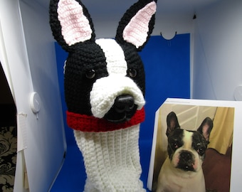 Funda personalizada para palos de golf con diseño de bulldog francés, de hilo acrílico.