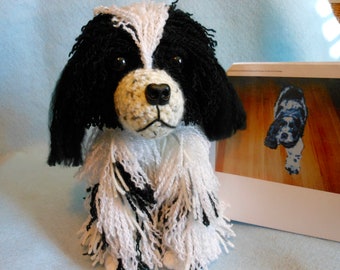 Custom Crochet Dog, Spaniel, Custom Dog, Stuffed Dog, Canine, Pet Memorial, Dog Memorial, Pet Remembrance, Black and White, Look Alike