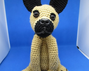 Pastor alemán, Pastor de ganchillo, Perro de ganchillo, Perro de peluche, Pastor alemán de ganchillo, Peluche de ganchillo, Pastor alemán, Perro, Peluche de perro