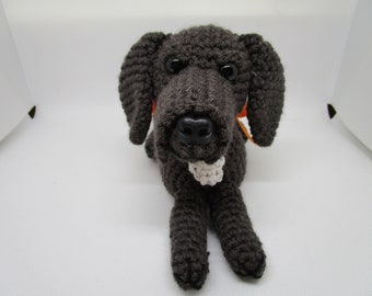 Gran Danés de ganchillo personalizado, perro conmemorativo para mascotas, peluche gris grafito.