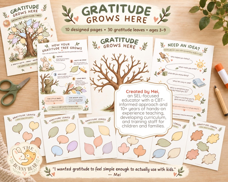 Gratitude Tree Printable for Kids , 18x24 Poster + 30 Write-on Leaves ...
