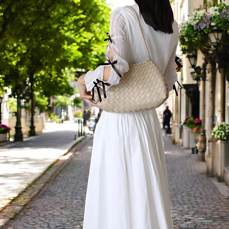 Handcrafted Woven Leather Tote Bag, Hand Woven Ladies HOBO Bag, Dragon Diffusion Soft Leather Pouch, Perfect Gift for Women image 8