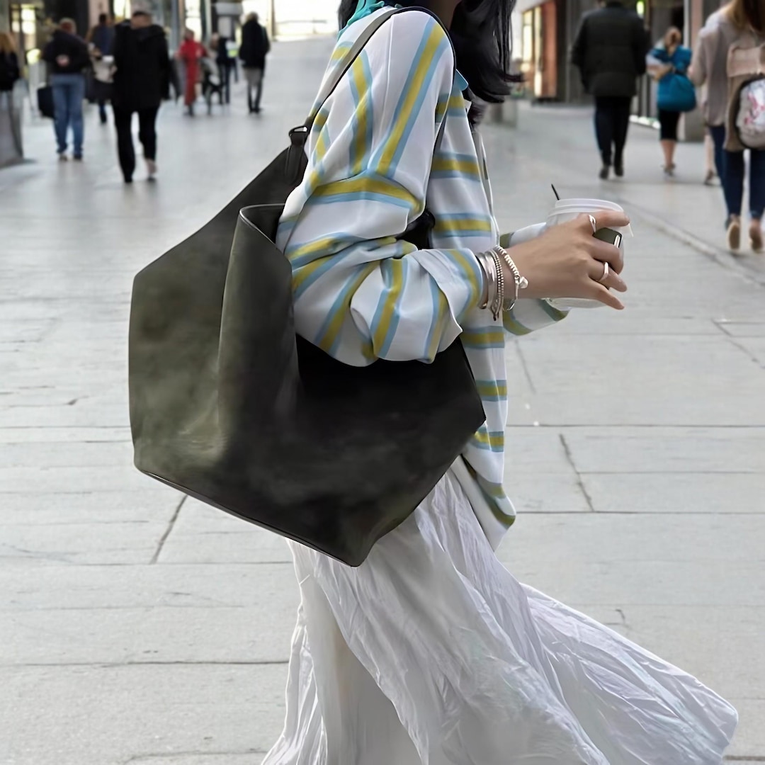 Genuine Suede Leather Tote Bag For Women - Large Capacity Hobo Shoulder Bag, Brown Or Coffee