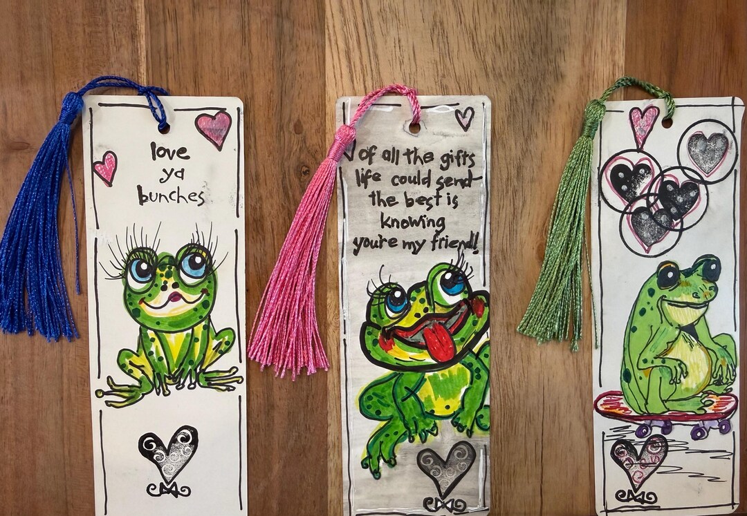 Happy Frog Bookmarks (set of 3) - Etsy