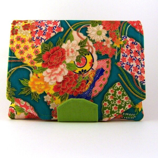 Jicama Cross Body Casino Bag - Teal Asian Fans