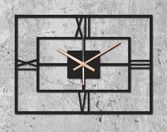 Rectangle Metal Wall Clock: Large Roman Numeral Silent Clock