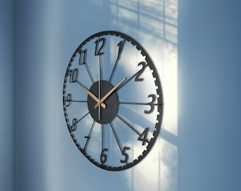 Handmade Metal Wall Clock: Large Silent Circle Design