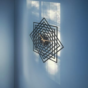 Geometric Metal Wall Clock: Modern Abstract Art, Silent Mechanism