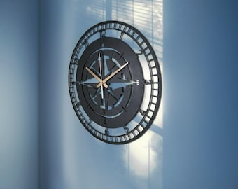 Wanduhr Kompass: Nautische Wanduhr Maritim Wohndekor