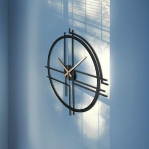 Line Design Large Wall Clock, Handmade Metal Wall Clock, Unique Circle Wall Clock, Silent Metal Clock,Regular Numerals Wall Clock,Home Gift