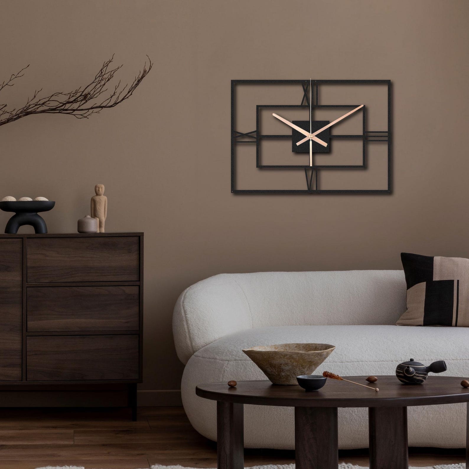 Metal Clock Panel Rectangle Line Large Wall Clock,handmade Metal Wall Clock, Unique ...