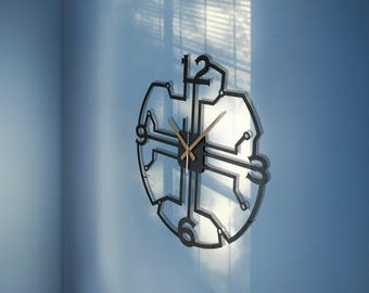 Modern Geometric Metal Wall Clock - Industrial Style Minimalist Decorative Clock