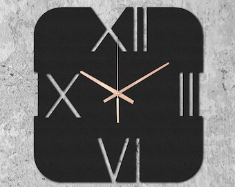 Square Metal Wall Clock: Large Roman Numeral Clock, Silent Home Decor