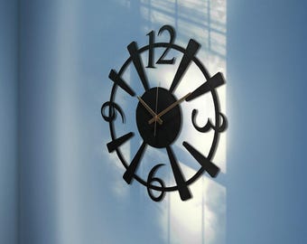 Modern Black Metal Wall Clock: Minimalist Home Office Decor