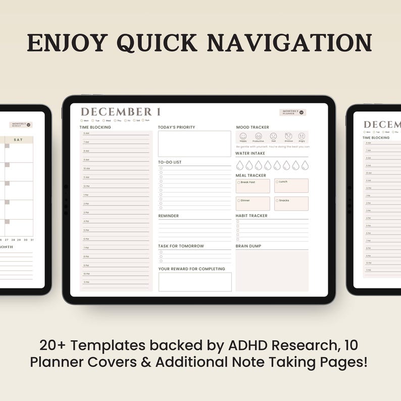 Undated ADHD Digital Planner, Daily Weekly Monthly Layouts, Goodnotes ...