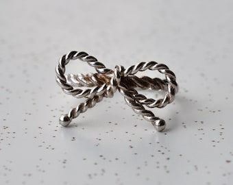Vintage Sterling Rope Twist Bow Ring