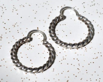 Vintage sterlingzilveren gedraaide oorringen met textuur