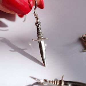 Limited Collection Vintage 1980’s New Old Stock Sterling Silver Dagger Sword Dangle Earrings