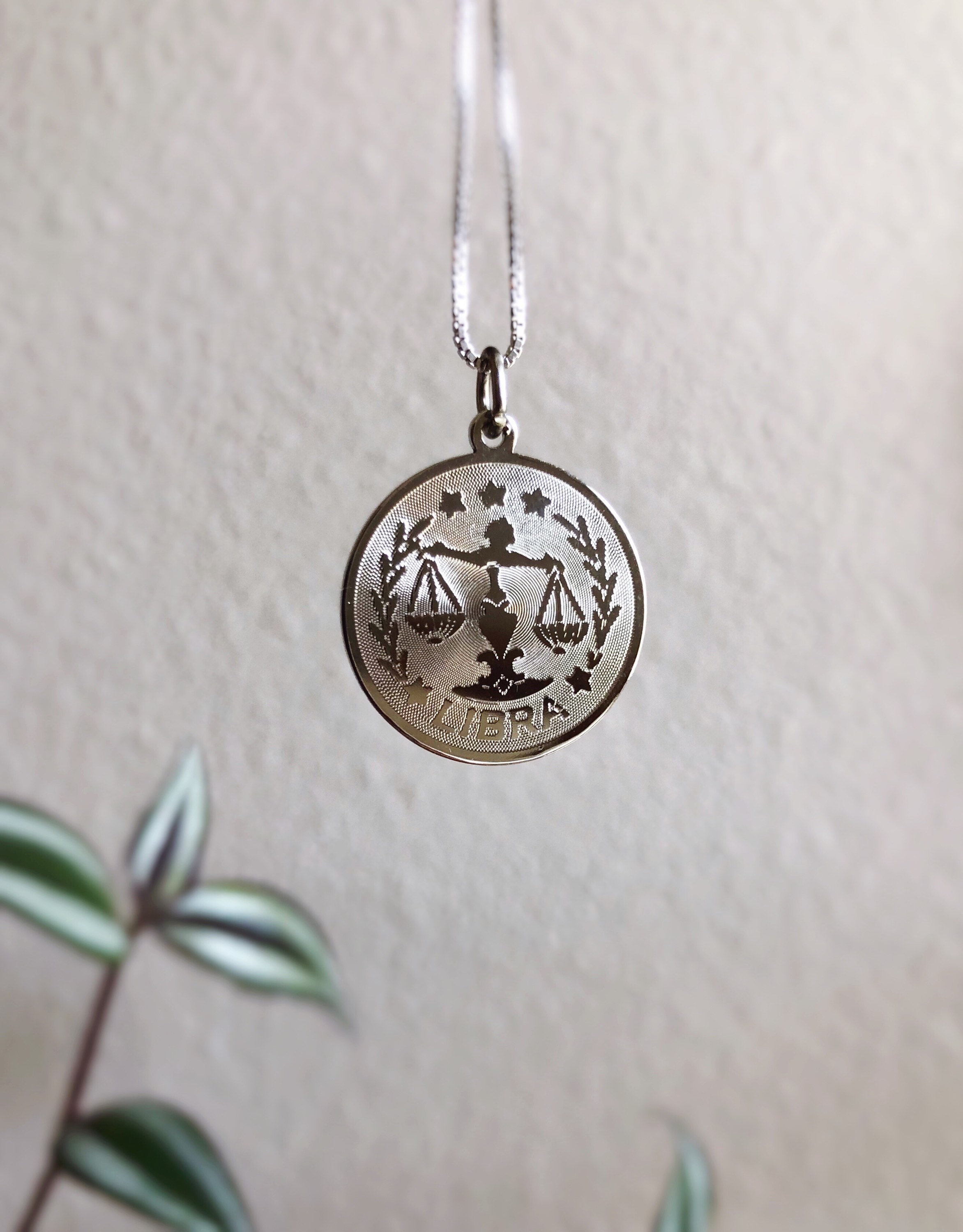 Rare Lot Vintage Sterling Silver Celestial Libra Zodiac Medallion