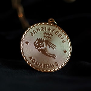 Genuine Vintage Collectible 1960’s Gold Filled Star Sign Aquarius Zodiac Medallion Pendant Necklace