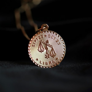 Genuine Vintage Collectible 1960’s Gold Filled Star Sign Libra Zodiac Medallion Pendant Necklace