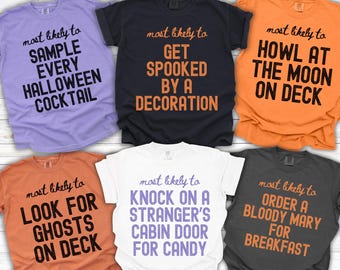 Most Likely To Halloween Matching Cruise Shirts, Custom Cruise T-shirts, Group Vacation Tee, Halloween Family Trip, Spooky Cruising Shirts