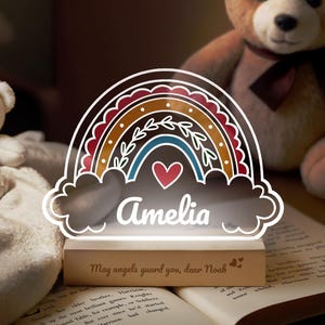 Baby Night Light, Cute Rainbow Night Light, Personalized Night Light, Custom Night Light, Baby Girl Gift Led Light, Gift For Kids