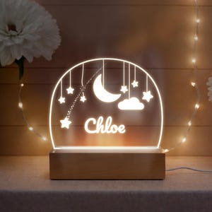 Personalized Baby Night Light: Sky Moon & Stars, Custom Nursery Decor