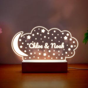 Personalized Baby Night Light: Sky, Moon & Stars, Custom Nursery Decor