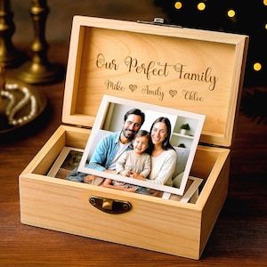 Erinnerungsbox aus Holz mit Gravur - Erinnerungsbox, Schmuckschatulle, Schatzkästchen - individuelles Geschenk für Baby, Hochzeit oder Zuhause