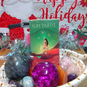 Kristall Geschenkkorb mit dem Sufi Tarot Kartenspiel Deck Großes Weihnachtsgeschenk