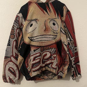 Luffy Anime Handmade Hoodie | Tapestry Anime Hoodie | Jackquard Custom Hoodie| Gifts for him