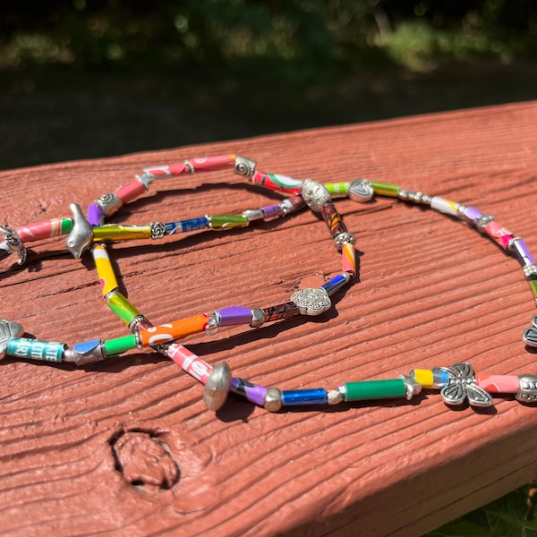 Soda Can Bead Necklace with Charms