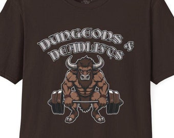 Dungeons and Deadlifts Minotaur Shirt, DnD Weight Lifting Sweatshirt, Nerdy Deadlift Workout Tank Top, Funny Tabletop Role Playing Tee