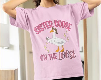 Sister Goose Coffee T-Shirt, Funny Goose Lover Tee, New Sister-in-Law Gift