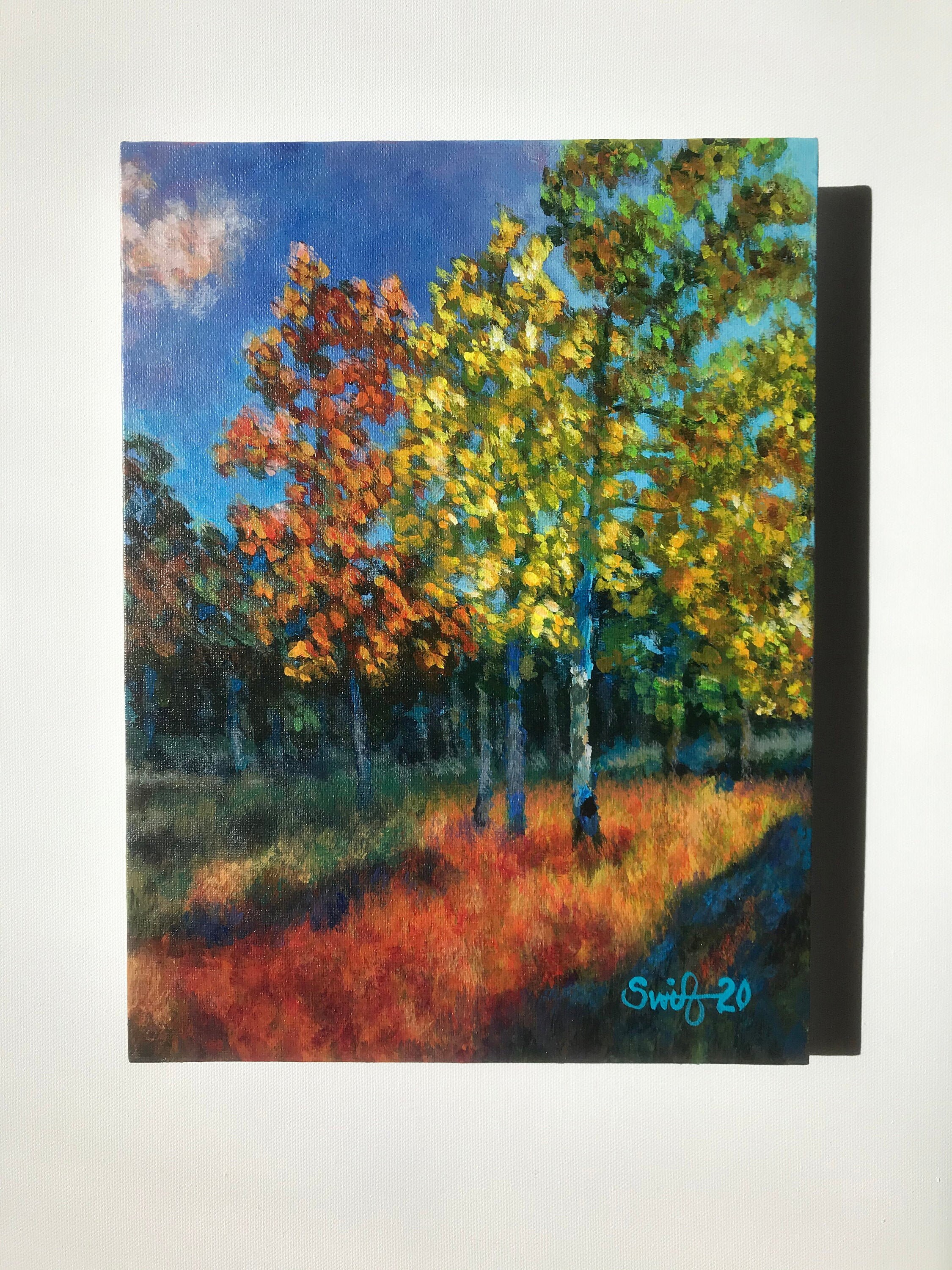 Colorado autumn aspen trees in fall original painting on 9x12 | Etsy